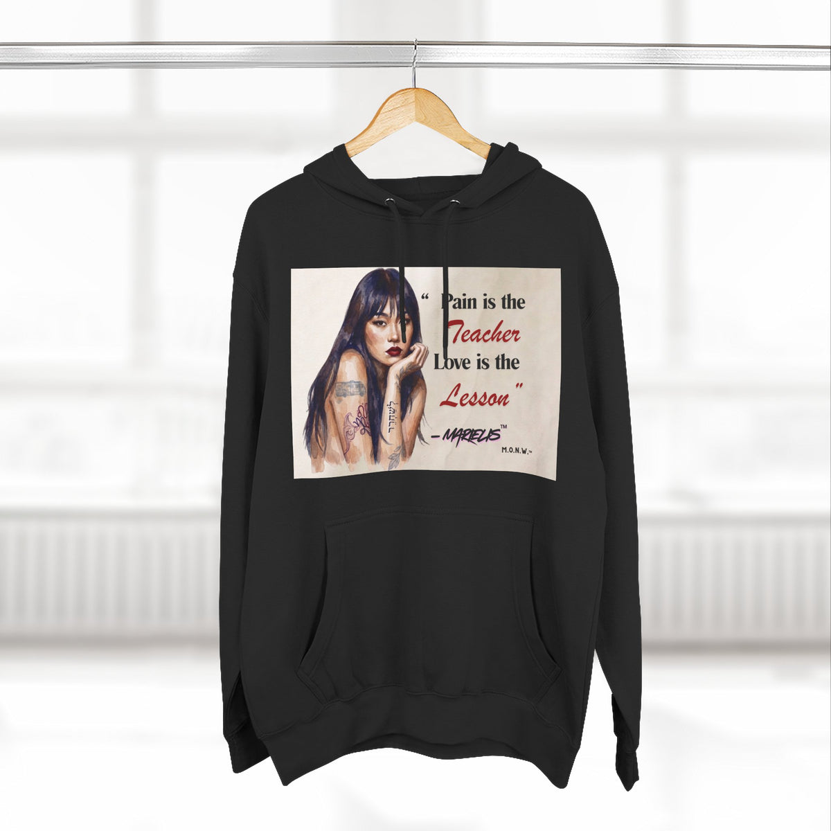 Pain Is the Teacher, Love Is the Lesson Three-Panel Fleece Hoodie
