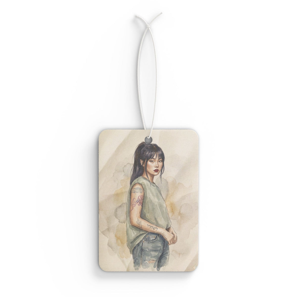 Car Air Freshener – Elegant Anime-Style Girl Portrait