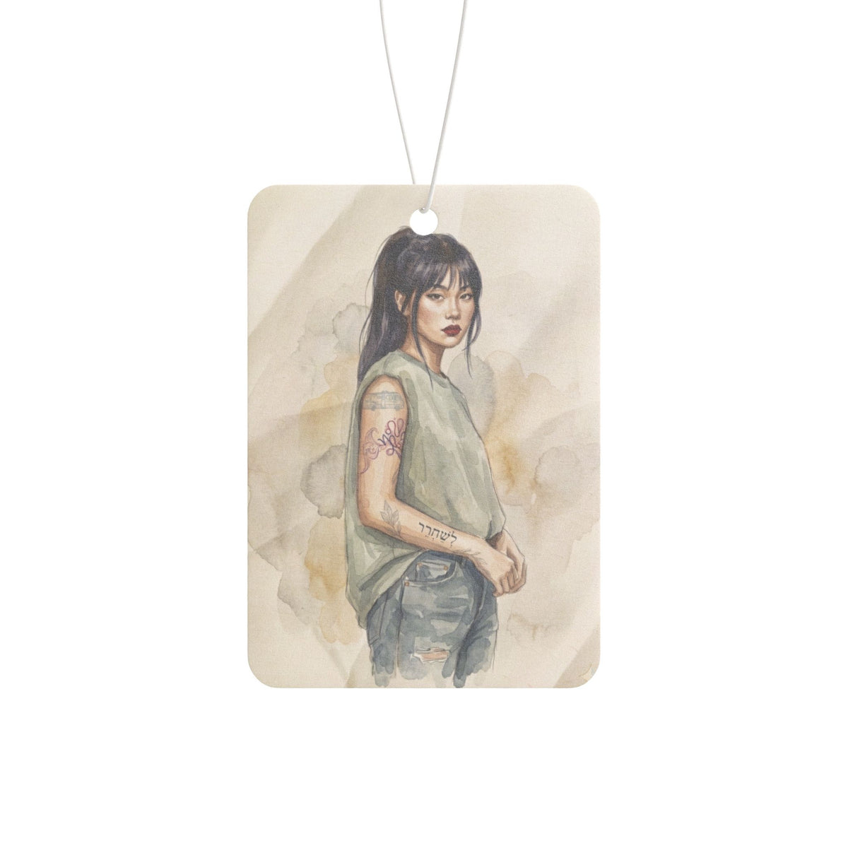 Car Air Freshener – Elegant Anime-Style Girl Portrait