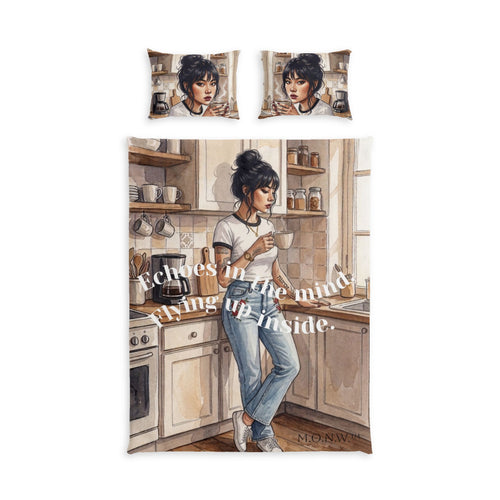 Cotton Bed Set – Echoes of You Mysterious Girl Kitchen Art Bedding