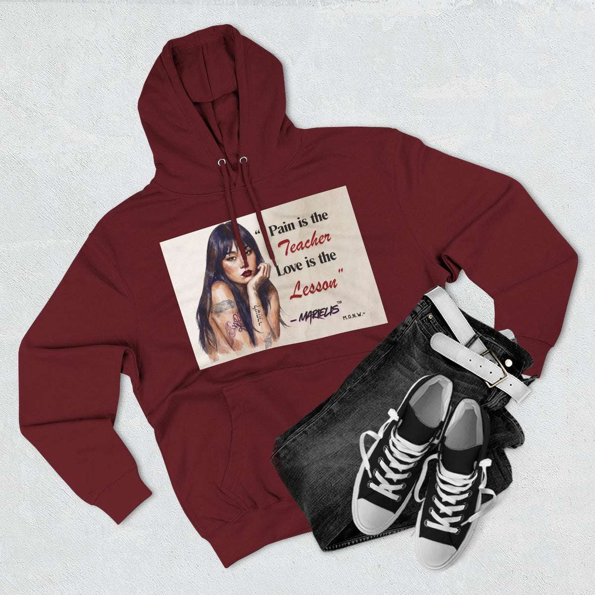 Pain Is the Teacher, Love Is the Lesson Three-Panel Fleece Hoodie